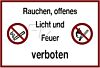 Rauchen, offenes Licht, Feuer verboten