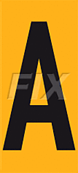 Zahlen und Buchstaben aus Folie, gelb