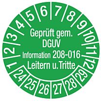Prüfplakette - Geprüft nach DGUV-Information 208-016 Leitern u.Tritte