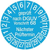 Prüfplakette - Geprüft nach DGUV Vorschrift 68