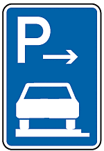 Parken auf Gehwegen ganz in Fahrtrichtung links Ende